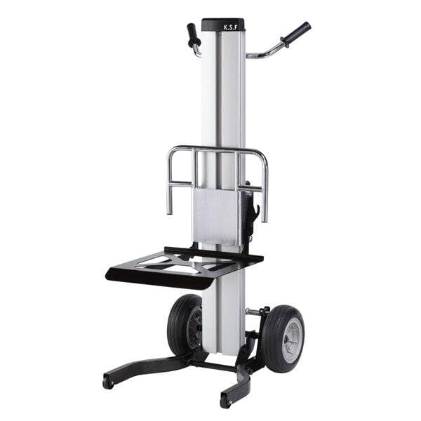 Portable Material Handling Equipment: Portable lifts that fold into a pickup: electric and hand-crank masts for overhead work.