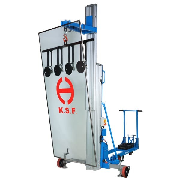 Glass Lifter GL-850, Compact telescoping mast lifter: 660 lb, 28.5 ft reach, with glass attachments